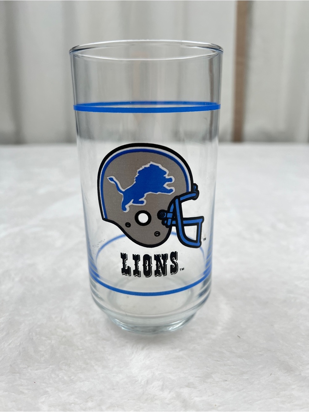 Vintage Detroit Lions NFL Mobil Promo Glass 12 oz Helmet Logo